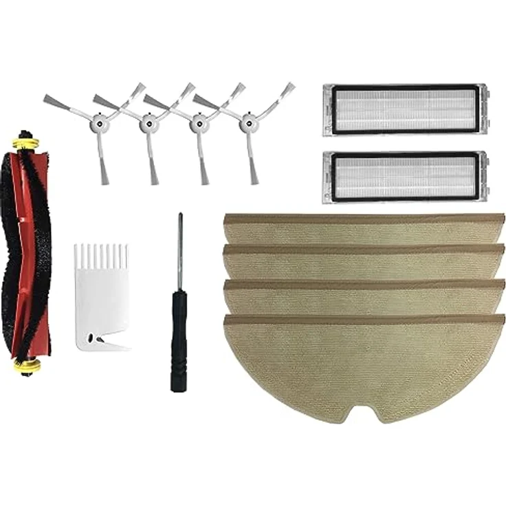 Comedes Saugroboter Zubehör-Set 13 teilig, weiß, passend für Xiaomi Roborock S5 Max S6 Max S6 Pure S6 MaxV S50 S51 S55 S60 S65 S5 S6, inkl. 2 HEPA-Filter, 4 Seitenbürsten, 4 Wischtücher, Hauptbürste und Werkzeug – Bild 1