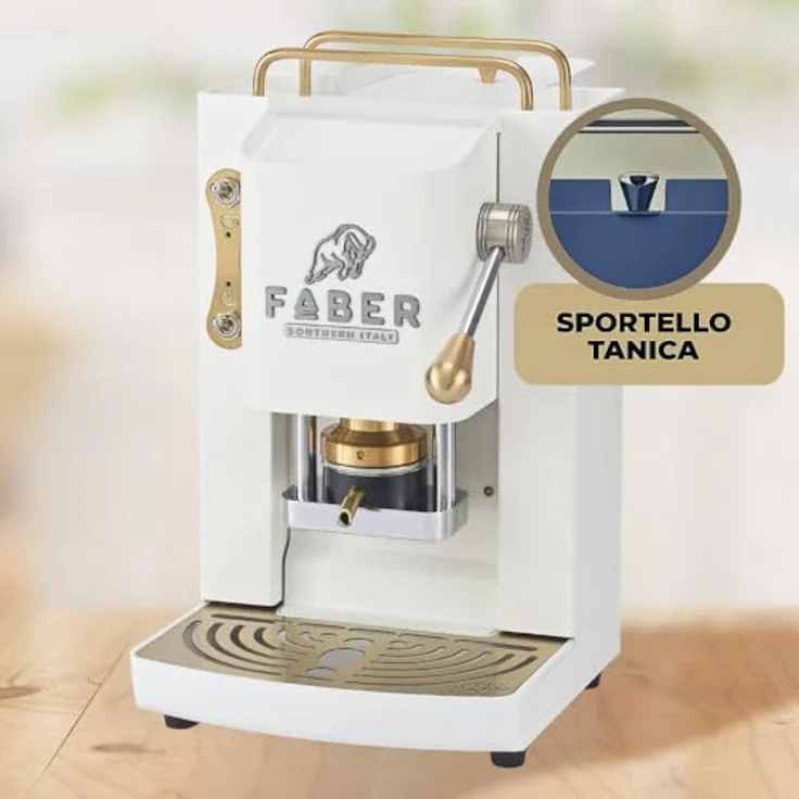 Faber Coffee Machines Pro Deluxe 3.0, Kaffeepadmaschine in Messing mit ESE-Pads und hochwertigem 3D-Logo, Glas-Wassertank – Bild 6