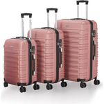Juskys Hartschale Kofferset 3-teilig, Reisekoffer mit Zahlenschloss, geräuscharmen 360° Rollen, Teleskopgriff, leicht, in Rosa - 55 l, 84 l, 120 l