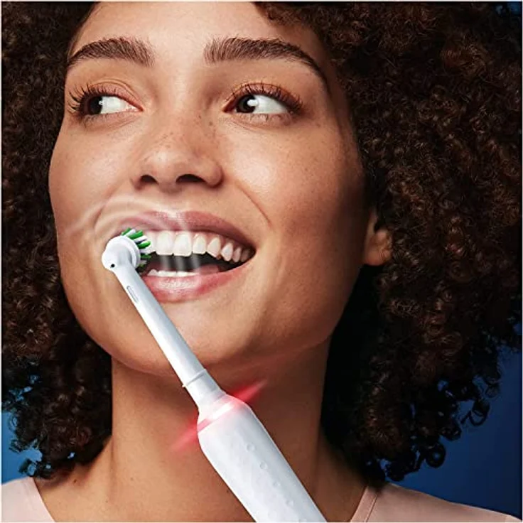 Oral-B PRO 3 3500 Elektrische Zahnbürste/Electric Toothbrush, mit 3 Putzmodi und visueller 360° Andruckkontrolle für Zahnpflege, Reiseetui floral, Geschenk Mann/Frau, Designed by Braun, weiß – Bild 3