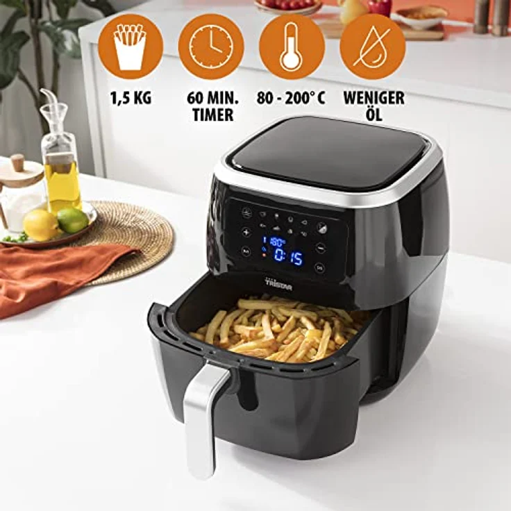 Smartwares Digitale Crispy Fryer Heißluftfritteuse XXL, ohne Fett, 1800 Watt, 6 Liter Fassungsvermögen, schwarz, Kunststoff – Bild 5