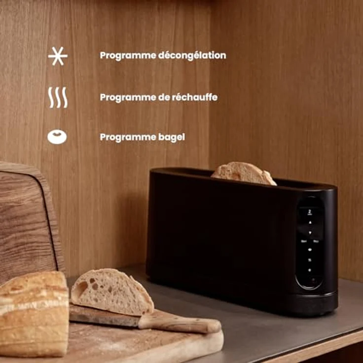 Jacob Jensen Langschlitztoaster Schwarz, 850 W für 2 Scheiben mit Soft-Lift-Mechanismus und 7 Bräunungsstufen – Bild 3
