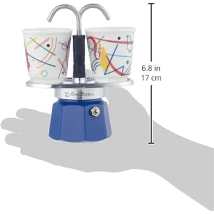 Bialetti Espressokocher-Set Mini 3-tlg. Express Kandinsky für 2 Tassen, Espresso, Espressokanne, Kaffeebereiter, Bunt, 90 ml, 1407 – Bild 8