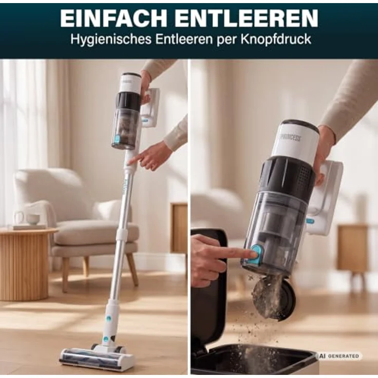 Princess Akku Staubsauger 339520, 150 AirWatt, Bis zu 50 Minuten Laufzeit, Weiß – Bild 10