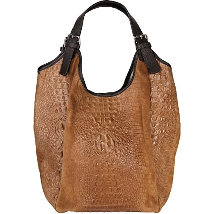 Samantha Look Shopper, echt Leder, italienisches Rindleder mit Krokoprägung, 45x45x13 cm, Made in Italy – Bild 3