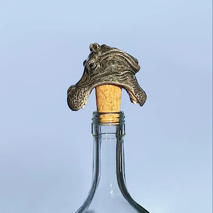 DONKEY Hungry Hippos Bottle Sealer, Korken mit einzigartigem Nilpferd-Design, handbemalt, Dolomit, blau – Bild 5