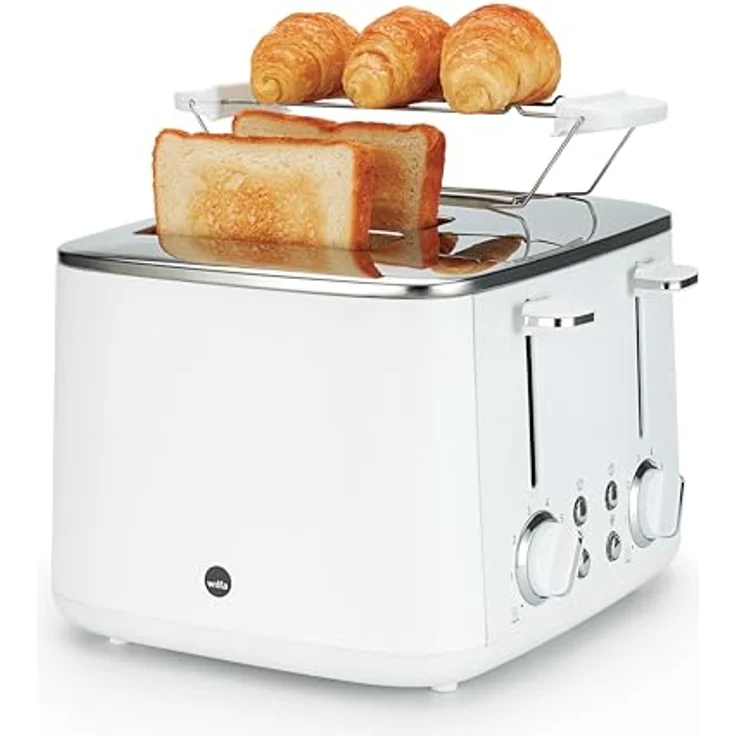 Wilfa Toaster FAMILY I 1.600 W I 7 Bräunungsstufen I 4 Toasts gleichzeitig I Auftau- & Aufwärmfunktion I inkl. Brötchenaufsatz (weiß) – Bild 2