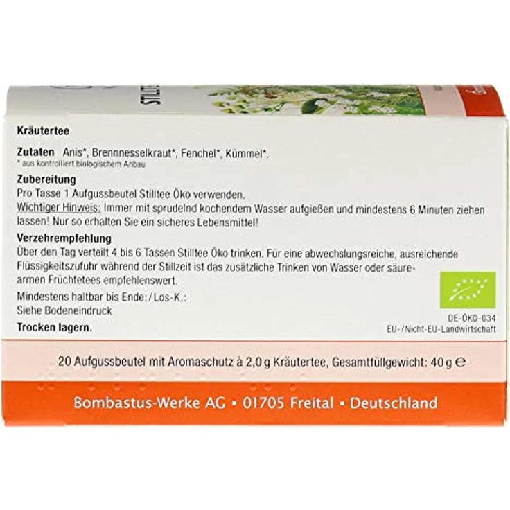 Bombastus-Werke AG STILLTEE öko Filterbeutel 40 g, biologische Kräuterteemischung für stillende Mütter aus Anis, Brennnesselkraut, Fenchel und Kümmel – Bild 2