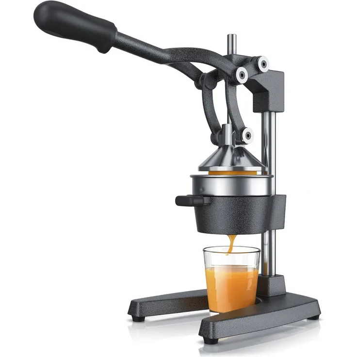Arendo Handentsafter Edelstahl, mechanische Saftpresse für Zitrusfrüchte, massive Bauweise, stromlos, leicht zu reinigen, inkl. Zubehör