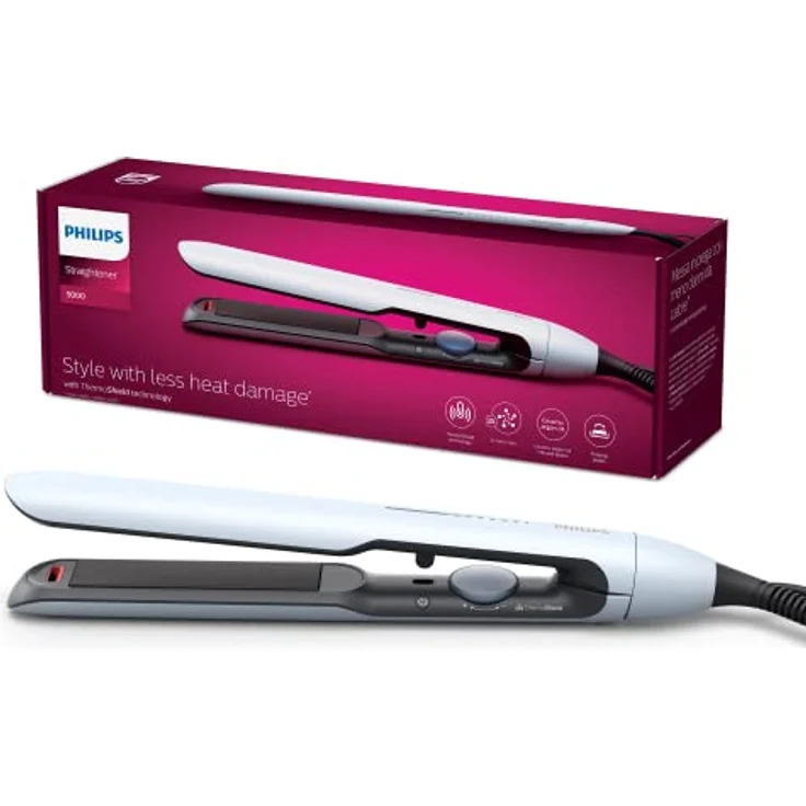 Philips Haarglätter der 5000er Serie mit ThermoShield Technologie, Weiß [Modell BHS520/00] – Bild 1