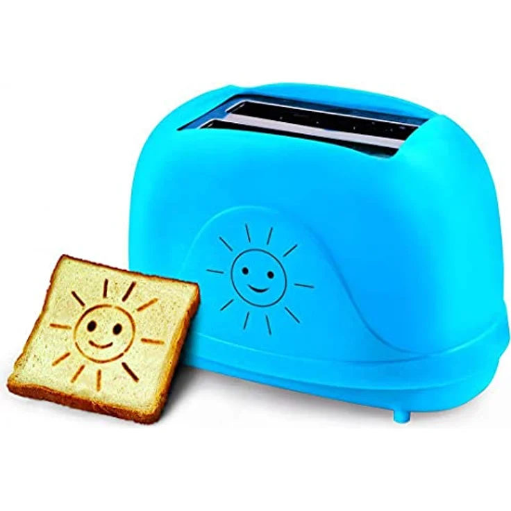 Esperanza Toaster 2 Scheiben mit SMILEY Bild Muster und Timer, Sandwich Krümelschublade, blau – Bild 3