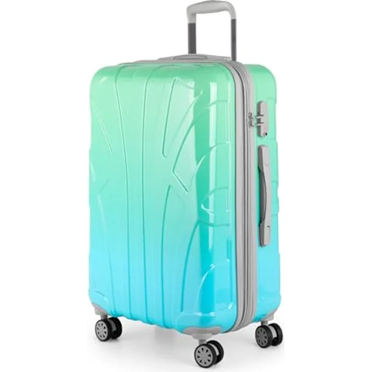 suitline Hartschalen-Koffer Koffer Trolley, 66 cm, TSA, ca. 58 Liter, PC glänzend, Gradient Design Northern Lights