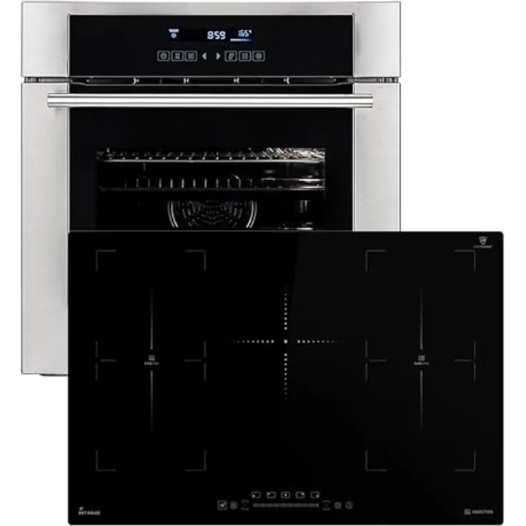 KKT KOLBE Herd: 60cm Einbauofen EB8015ED + 77cm Induktionsherd IH87705FZ, Grill/Heißluft/Teleskop-Auszugselemente/Automatischer Timer, SET8015IH77FZ - ECO-FREUNDLICH, TOUCHBEDIENUNG, OPTIMALE WÄRMEVERTEILUNG, FLEXIBLER POTTPLATZ, DESIGN (schwarz)