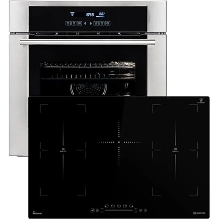 KKT KOLBE Herd: 60cm Einbauofen EB8015ED + 77cm Induktionsherd IH87705FZ, Grill/Heißluft/Teleskop-Auszugselemente/Automatischer Timer, SET8015IH77FZ - ECO-FREUNDLICH, TOUCHBEDIENUNG, OPTIMALE WÄRMEVERTEILUNG, FLEXIBLER POTTPLATZ, DESIGN (schwarz) – Bild 1