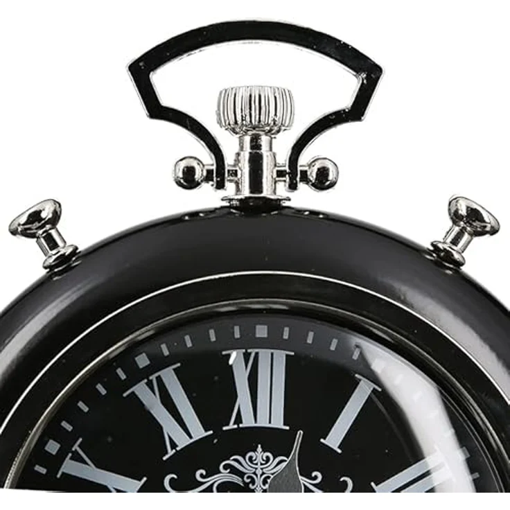 Casablanca Transmission Uhr, Wecker aus Metall/Glas, schwarz/ silber mit bewegenden Zahnrädern, Höhe 25 cm – Bild 4
