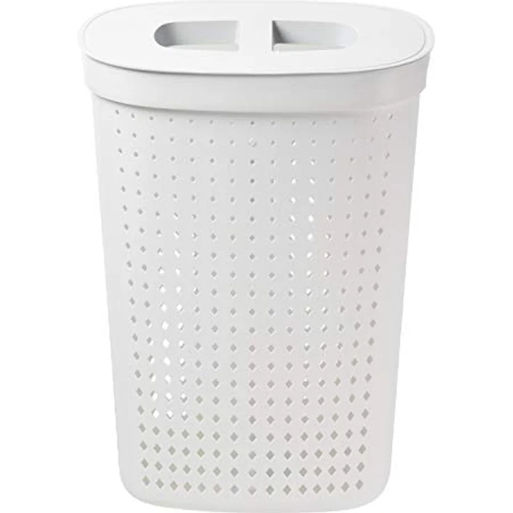 Plast Team Seoul Ovaler Wäschekorb 61 l, Skandinavisches Design, Belüfteter Wäschebehälter, Weiß, Robustes Polypropylen – Bild 2
