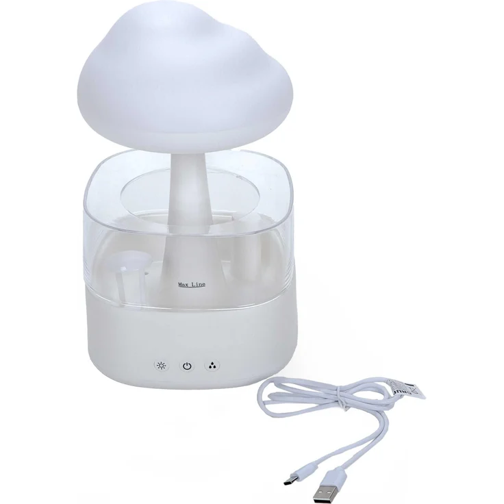 Grundig Regenwolke-Luftbefeuchter, 450 ml mit 7 LED-Farben und Timer bis 5 Std., USB-C betrieben