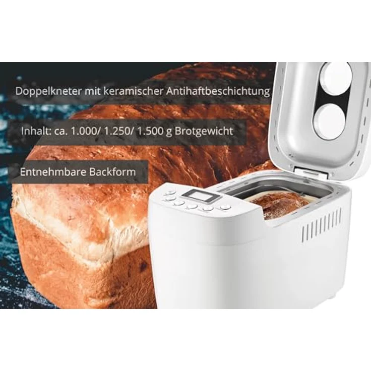 Unold 68520 Backmeister Big White Brotbackautomat, 850W, 15 Backprogramme, 3 Bräunungsgrade, Kunststoff, weiß – Bild 3