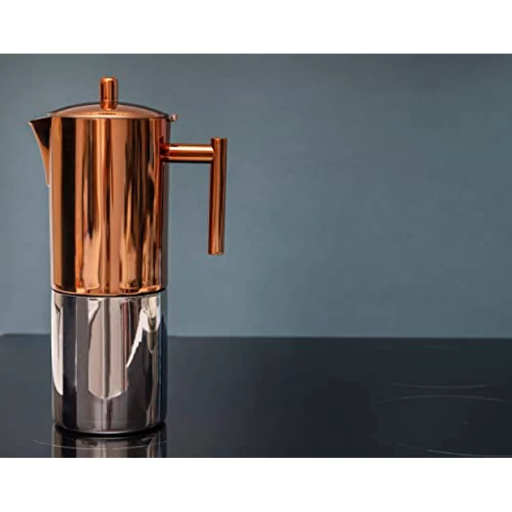 La Cafetière Espressokocher, 0,6l Kaffeekanne aus rostfreiem Edelstahl, induktionsgeeignet mit wasserdichter Silikondichtung – Bild 3