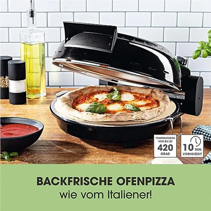 DS Produkte GOURMETmaxx Pizza Maker mit Temperatureinstellung und herausnehmbarem Pizzastein, bis zu 420°C, GS-geprüft – Bild 3