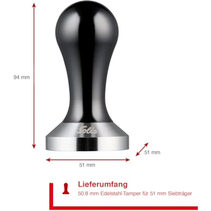 Solis Tamper zu 51 mm Siebhalter, Zubehör Kaffeemaschinen, Silber – Bild 6