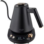 Adler Wasserkocher AD 1349, 1 l, 900 W, mit langem Ausguss, Schwarz-Gold