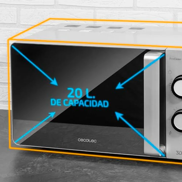 Cecotec ProClean 3060 Mikrowelle, Standgerät, 20 Liter Garraum, 6 Leistungsstufen, 700 Watt, silber – Bild 5