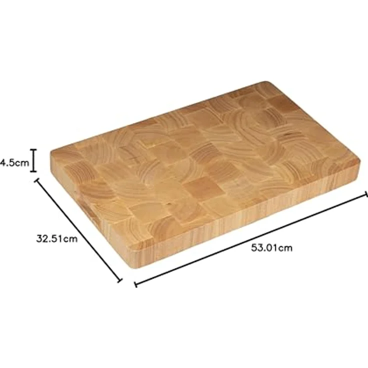 HENDI Holzschneidbrett, Hochwertiges Kautschuk-Holz, mit Griffmulden, Küchenbrett, 265x325x(H)45mm – Bild 4