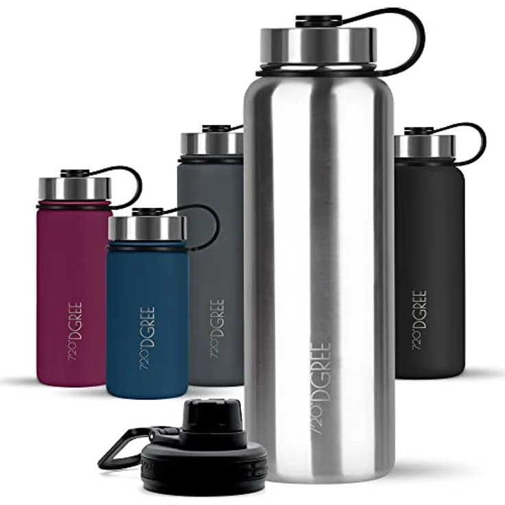 Trinkflasche Doppelwandig Edelstahl 950ml Isolierflasche m. Gratis Sportdeckel 720 DGREE noLimit solid stainless – Bild 1