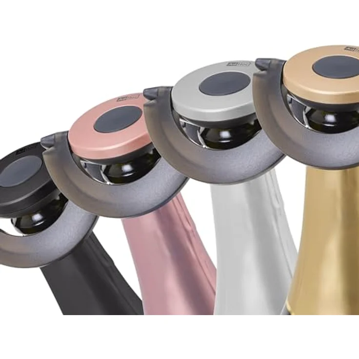 AdHoc FV53 GUSTO, dichter Sekt- und Champagnerverschluss aus Kunststoff/Silikon, black & silver, super flach und dicht, inkl. Geschenkverpackung – Bild 4