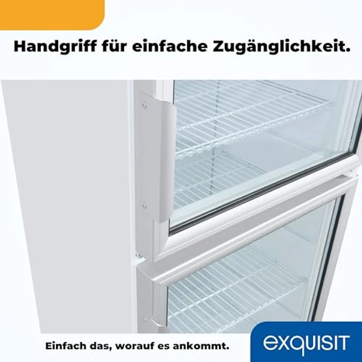 exquisit Getränkekühlschrank GKS350-2-GT-280D weiss, 173 cm hoch, 60 cm breit, 320 L Volumen, mit Glastür und LED-Innenbeleuchtung – Bild 9