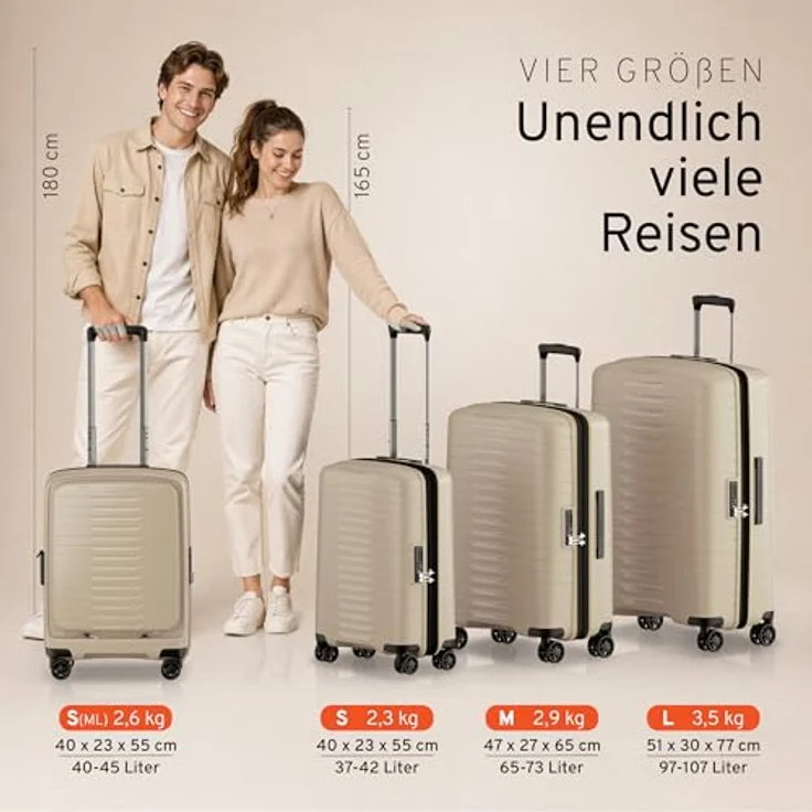 Stratic Novium 4 Rollen Kabinentrolley S 55 cm mit Laptopfach und Dehnfalte, beige – Bild 7