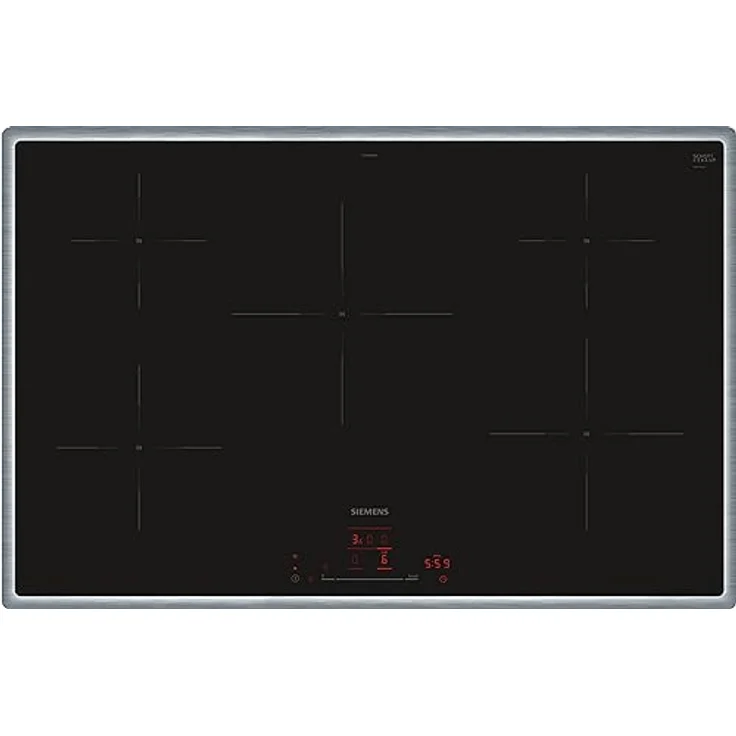 Siemens EH845HVB1E iQ100, Smartes Induktionskochfeld, 80 cm, Schwarz, Mit Rahmen aufliegend, TouchSlider, Dunstabzugsautomatik – das perfekte Zusammenspiel von Kochfeld und Dunstabzugshaube – Bild 1