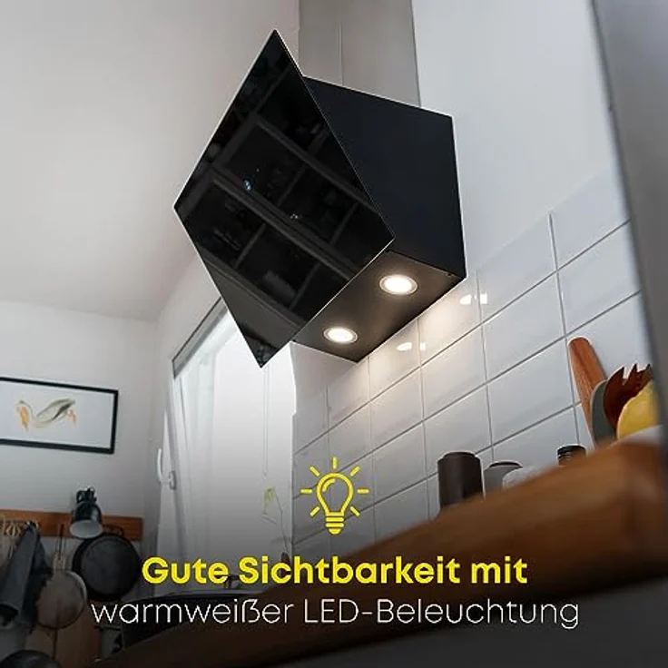 Bomann DU7606.1 G Kopffreihaube, Wandmontage, Anzahl Gebläsestufen 3, Breite 60 cm, edelstahl, schwarz – Bild 8