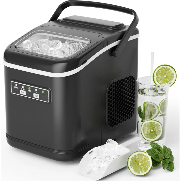 TLGREEN Eiswürfelmaschine, 9 Eiswürfel in 6 Minuten, 12 kg/24h, 2 Größen, stumm, Selbstreinigung