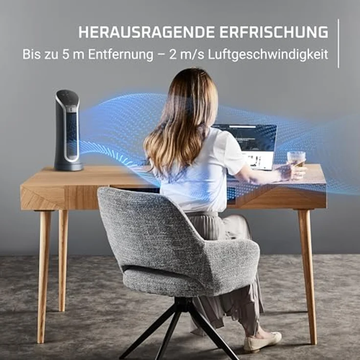 Rowenta Eole Compact Turmventilator, bis zu 60% Energieeinsparung, Effitech-Motor, 6 Geschwindigkeitsstufen, 2 Modi (Auto, Nacht), 8h Timer, kompaktes Design, leise, Schwarz – Bild 4