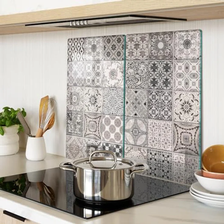 Tulup Schneidbrett Glas 2x30x52 cm, hitzebeständig, lebensmittelecht, gehärtetes Glas, rutschfest mit Silikonfüßen, antibakteriell, 2 Stück – Bild 2