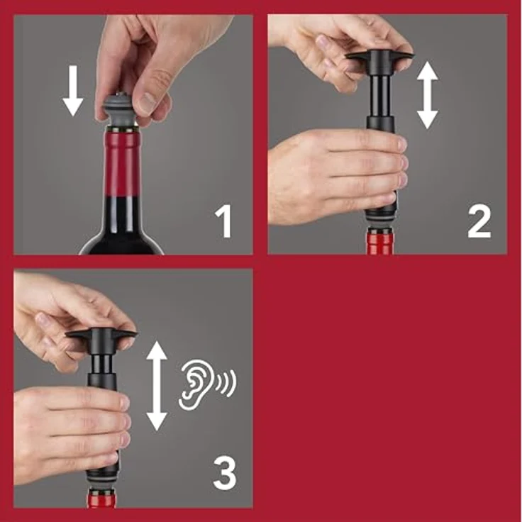 Vacu Vin 09814606 Weinpumpe schwarz mit 2 Stopfen - Preisvergleich – Bild 5