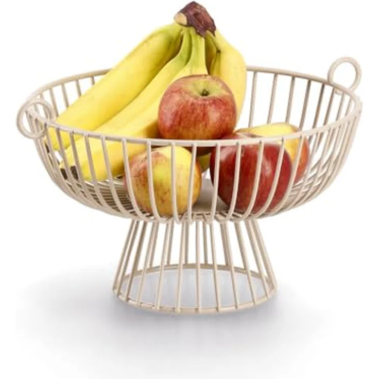 Zeller 27440 Obstkorb aus Metall, beige, mit zwei Griffen und modernem Design – Bild 2
