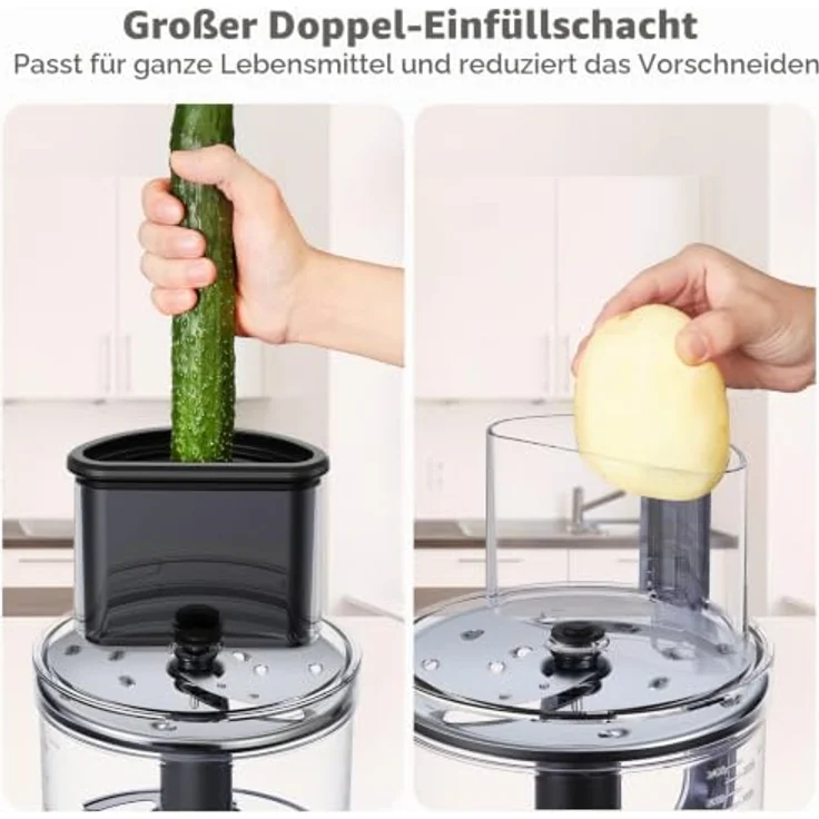 YASHE HGM-410 Multifunktionale Küchenmaschine, 2,5L Schüssel & 1,5L Mixbehälter, 1300-W-Motor mit 11 Funktionen, Schwarz/Grau – Bild 5