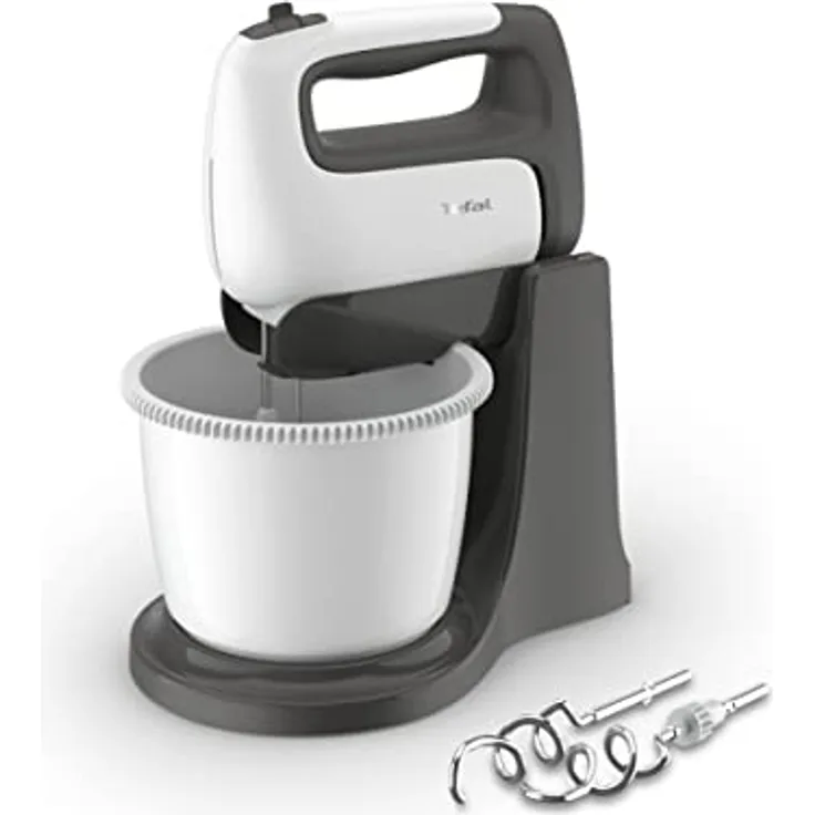 Tefal HT464138 Prep'Mix Hand Mixer with Rotating Bowl 2.5 L 500 W White