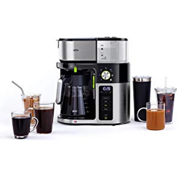 Braun MultiServe Kaffeemaschine KF 9050 Filterkaffeemaschine mit Direktwahl von 7 Portionsgrößen, inkl. Glaskanne, Touch Display und Zeitschaltuhr, 1750 Watt, Schwarz-Edelstahl – Bild 4