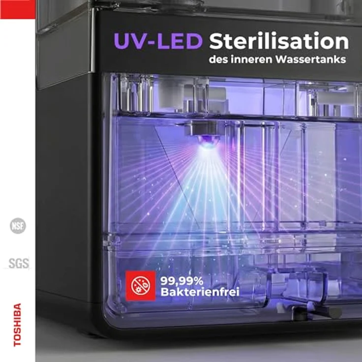 Toshiba Auftisch Osmoseanlage, Wasserfilter für Trinkwasser mit 5-in-1 Filter, UV-Sterilisation, heißem Wasser, NSF-zertifiziert, grau – Bild 4