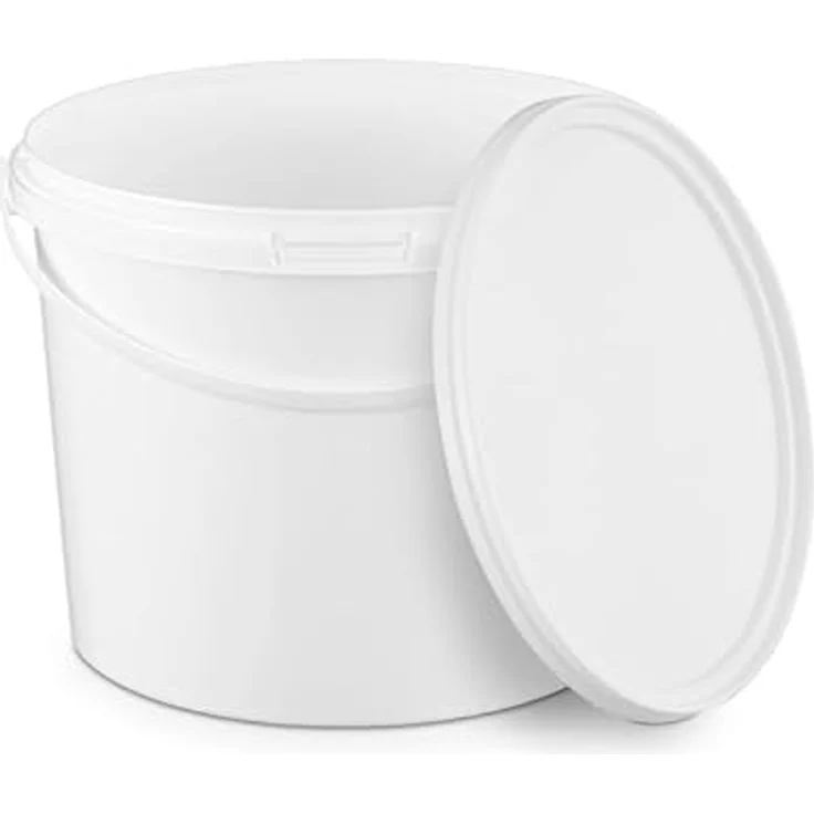 BenBow Eimer mit Deckel 3l weiß 5X 3l - lebensmittelecht, stabil, luftdicht, auslaufsicher, geruchsneutral - Plastikeimer mit Henkel - leer – Bild 1