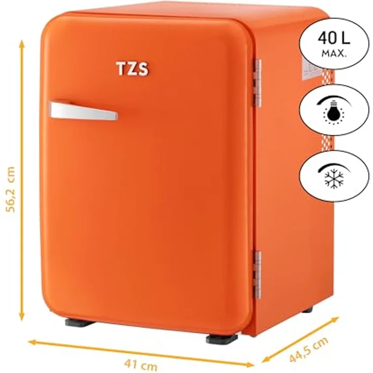 TZS First Austria Minikühlschrank | Retro Design | Einstellbare Kühlleistung | Türgriff | Thermoelektrisches Kühlsystem | 40L | orange – Bild 2
