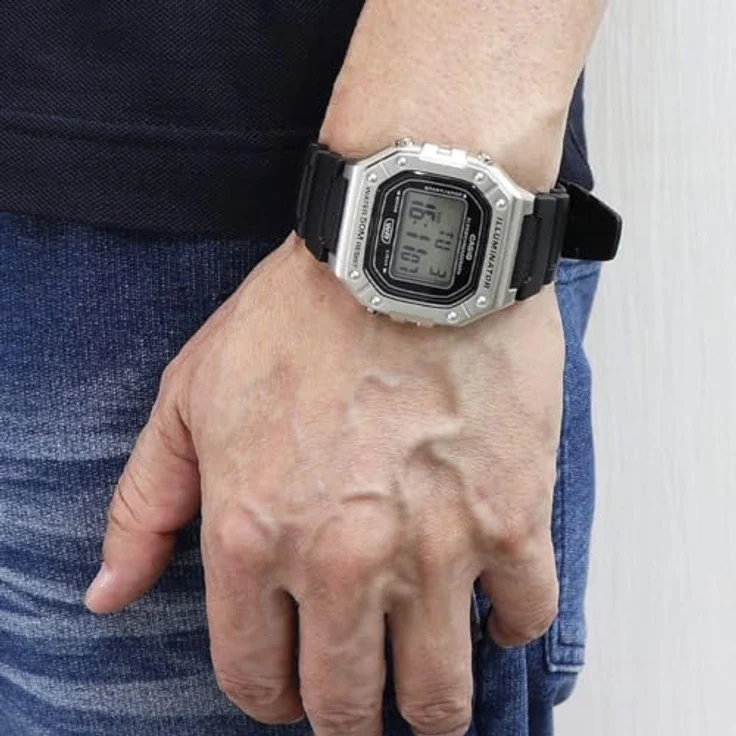 Casio Herren-Digitaluhr W-218HM-7AVEF, Schwarz/Stahlfarben mit Kunststoffarmband – Bild 7