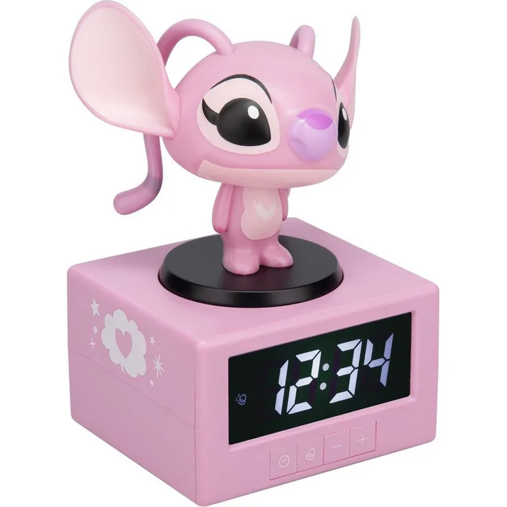Paladone Stitch Angel Icon Wecker, Kinderwecker und Nachtlicht mit Snooze-Funktion, batteriebetrieben, 16,5 cm, Disney lizenziert