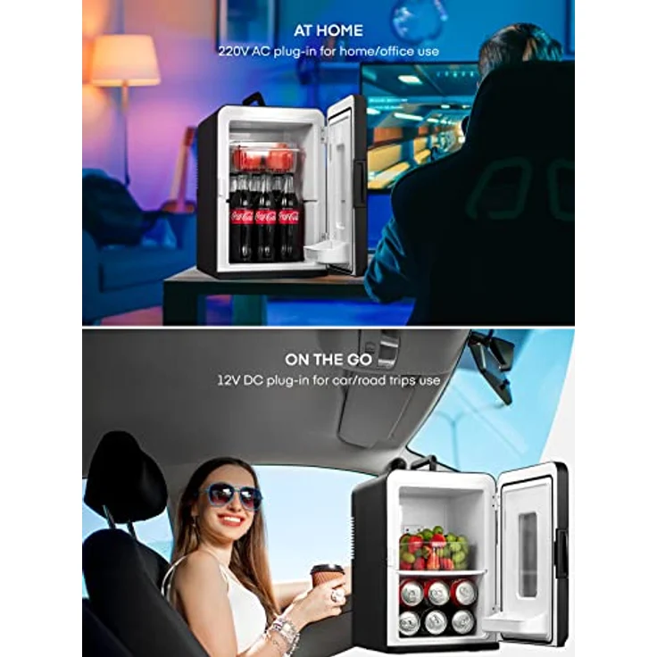 NORTHCLAN Mini Kühlschrank 15L, tragbarer Kühl- und Heizkühlschrank mit 220V AC/12V DC, MAX- und ECO-Modus, schwarz – Bild 4