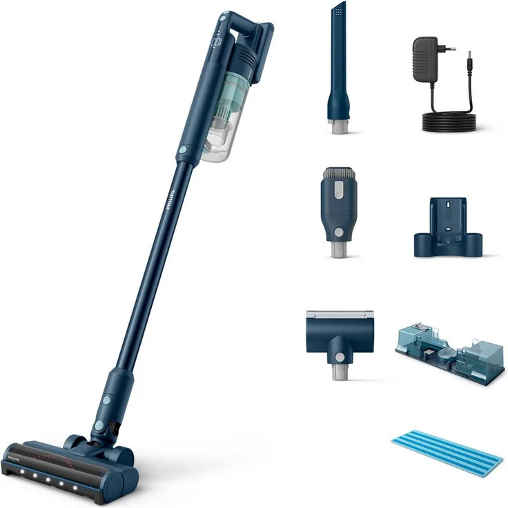 Philips Akku-Hand-und Stielstaubsauger XC5141/01 5000 Series, mit digitalem Motor, bis zu 60 Min. Laufzeit, beutellos, Aqua-Modul, Mini-Turbo-Saugbürste