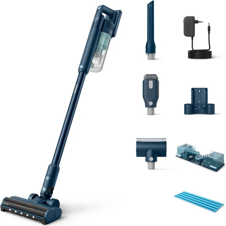Philips Akku-Hand-und Stielstaubsauger XC5141/01 5000 Series, mit digitalem Motor, bis zu 60 Min. Laufzeit, beutellos, Aqua-Modul, Mini-Turbo-Saugbürste – Bild 1
